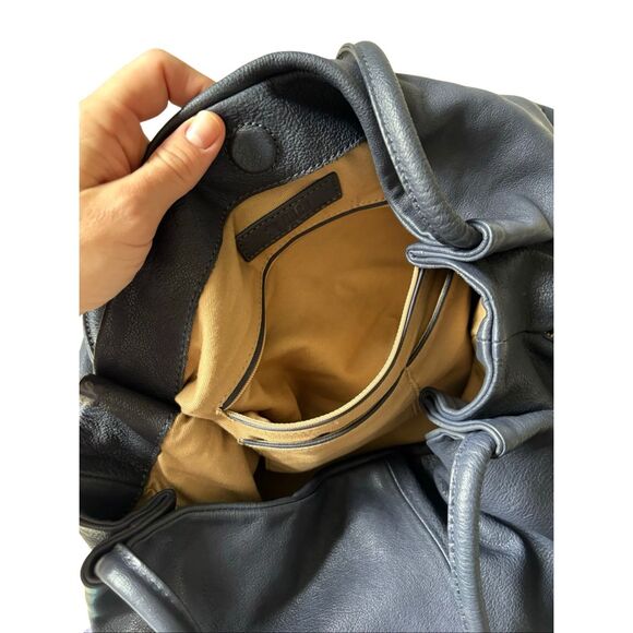 HOBO Prima Soft Leather Tote Shoulder Bag Purse Navy Blue - Picture 12 of 16